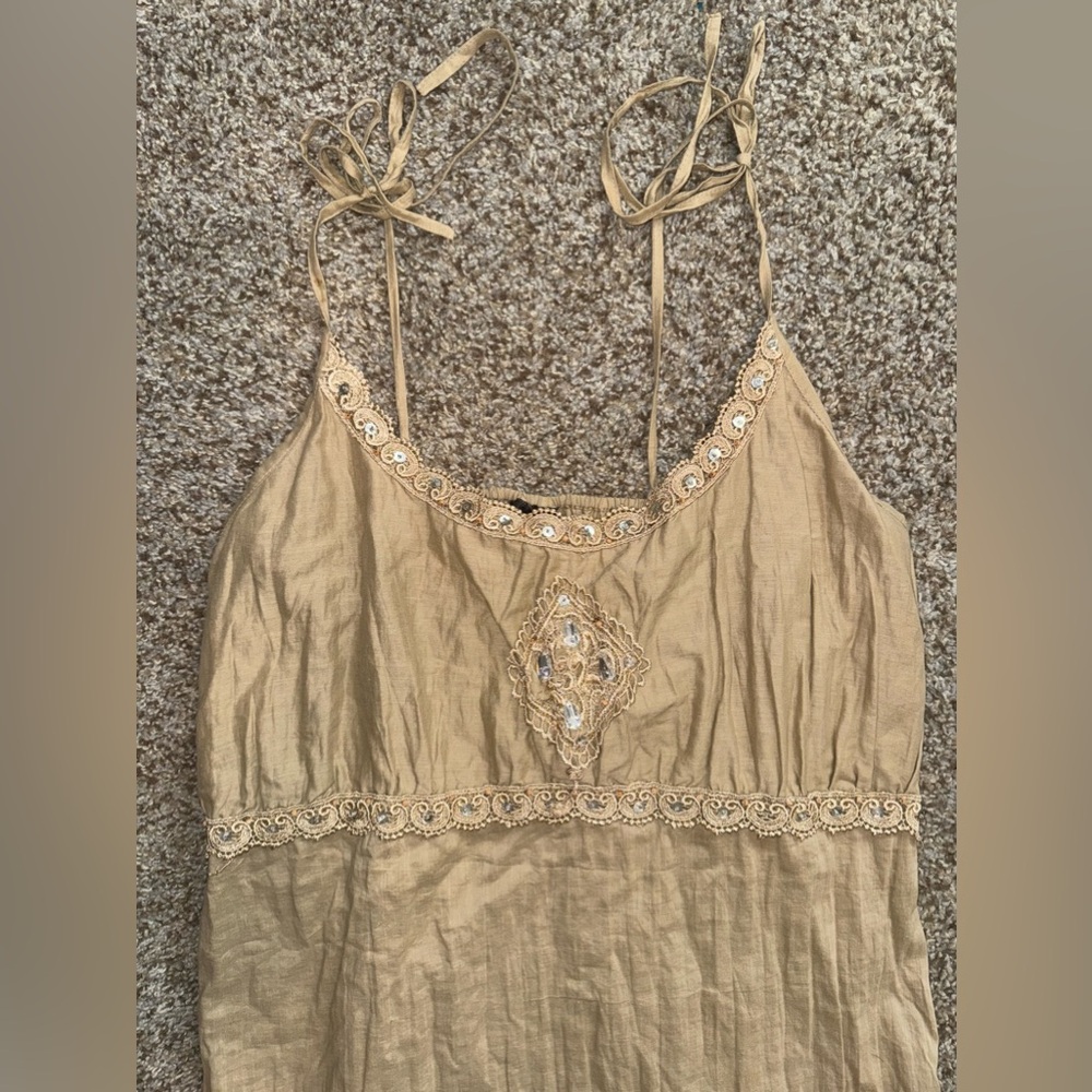Tan Rhinestone Dress